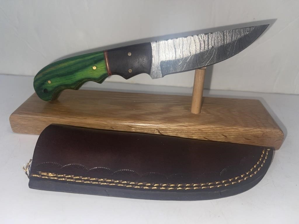 8” Hand Made Damascus Style Fixed Blade