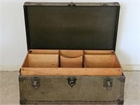 Vintage Military Footlocker w/ Keys & Wood Insert