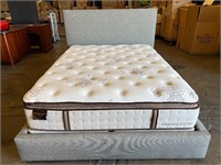 Gray Linen Bed w/Mattress & Box Springs