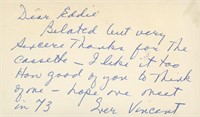 Vincent Price hand written signed postcard
