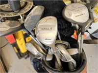 Gold clubs and cart
