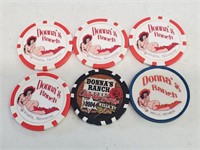 6 Donna's Ranch Brothel Tokens