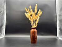 Hand crafted turned wood vase with insert