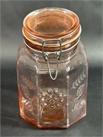 Pink Glass Angled Neck Canister Jar
