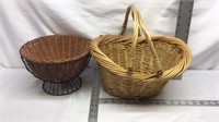 C3) TWO BASKETS, ONE WITH METAL STAND-GOOD COND.