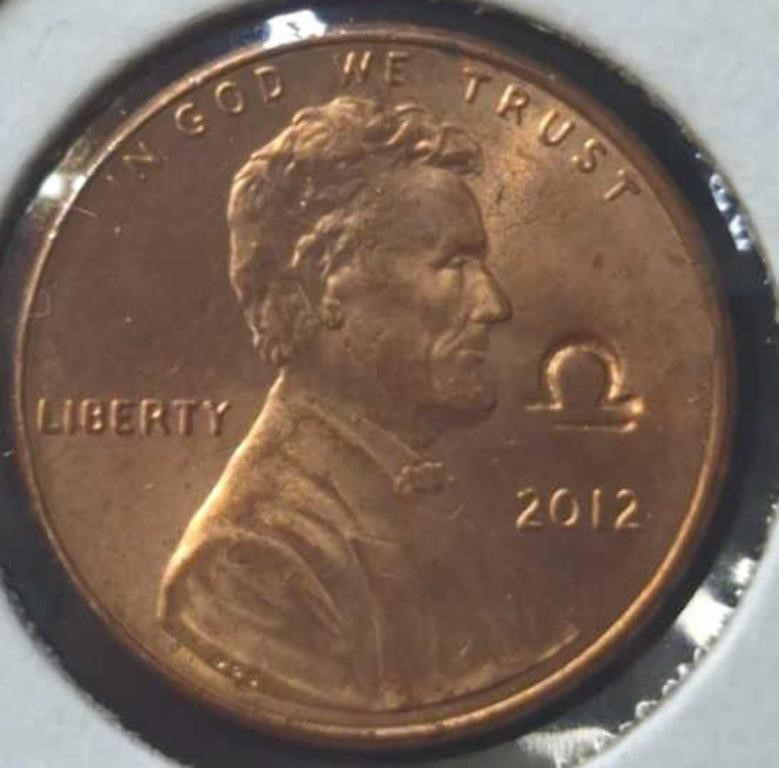 2012 Libra stamped Lincoln penny