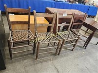 FOUR RUSTIC WOODEN CHAIRS
