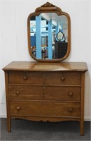 Antique Oak Dresser and Wall Mirror