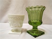 Olive Green Hazel Atlas? Vase Urn Planter Candle