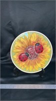 Home decor, sunflower with ladybugs and stand