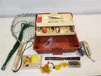 Fishing tackle in Old Pal box with dip net