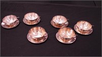 Six sterling silver cups and saucers all marked