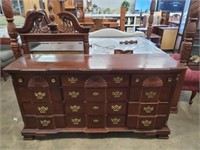 70" 12 Drawer Shell Block Front Dresser W/Mirror