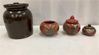 Vintage Bean Pot and Other Small Pots