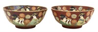 2) JAPANESE SATSUMA STYLE ENAMELED PORCELAIN BOWLS