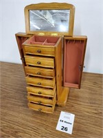 Small Wooden Jewelry Box, 10" x 6" x 15"
