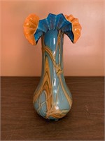 E. Zareh art glass blown glass vase approximately