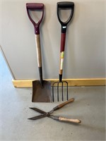 Potato Fork, Shovel, Hedge Trimmer