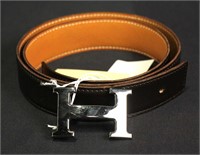 Hermès Dark Brown/Tan Leather Belt