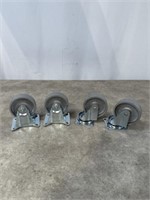 3 inch rigid and swivel metal caster wheels, set