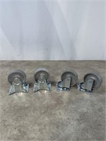 3 inch rigid and swivel metal caster wheels, set