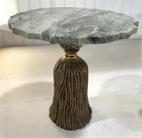 HOLLYWOOD REGENCY STYLE MARBLE TOP TASSEL TABLE