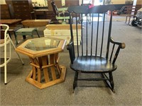 Rocking Chair And Glass Top End Table
