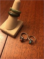 Lot of 4 rings- 2 are small sterling and the othet