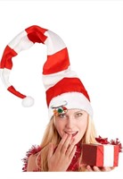 (New) BigOtters Christmas Elf Hat, Extra Long Red