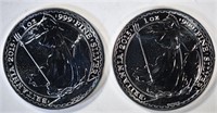 2-BU 2015 1oz SILVER BRITISH BRITANNIA COINS