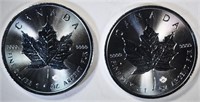 2-BU 2016 CANADA 1oz SILVER MAPLE LEAF COINS