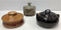 Three Signed Studio Pottery Lidded Dishes