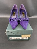 Zalo Purple Floral Heeled Pump Size 7