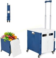 50L Foldable Cart  Rolling Crate (Blue White)