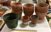 Clay & plastic flower pot