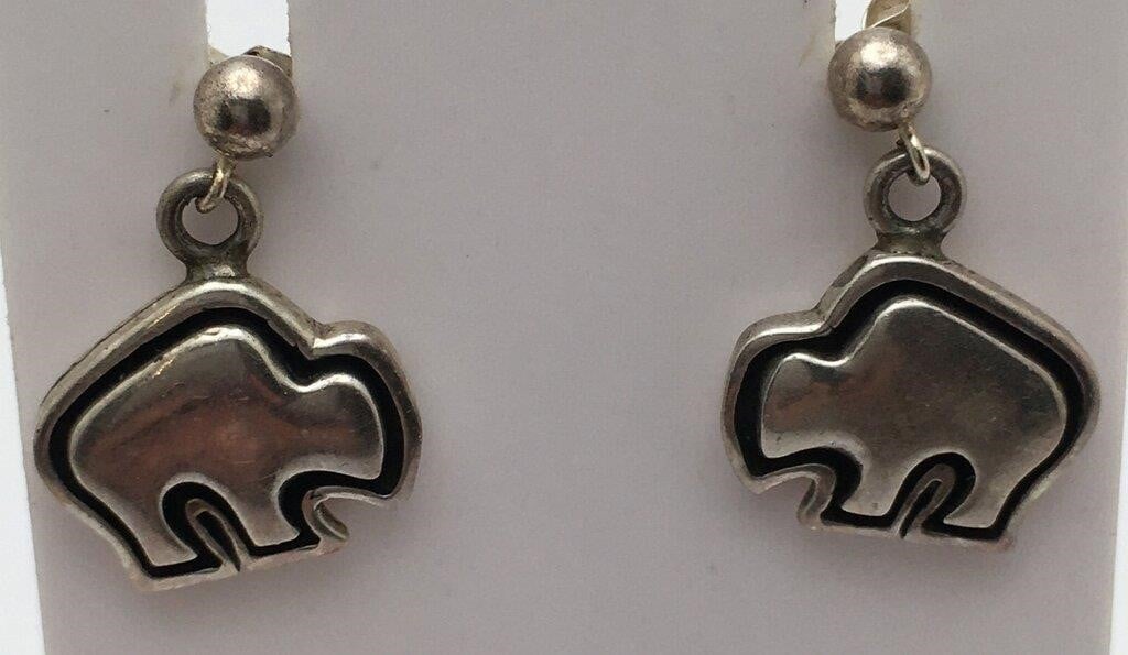 Sterling Silver Buffalo Earrings