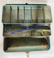 Vintage Green Union Steel Crest Tackle Box