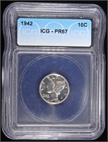 1942 MERCURY DIME ICG PR-67