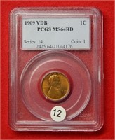 1909 VDB Lincoln Wheat Cent PCGS MS64 RD