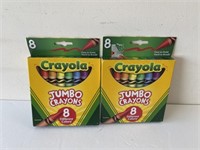 2 crayola jumbo crayon packs 8 colors