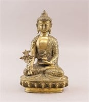 Chinese Brass Carved Buddha Sculpture