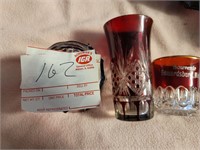Antique Souvenir Ruby Red Glass Cups Toothpick