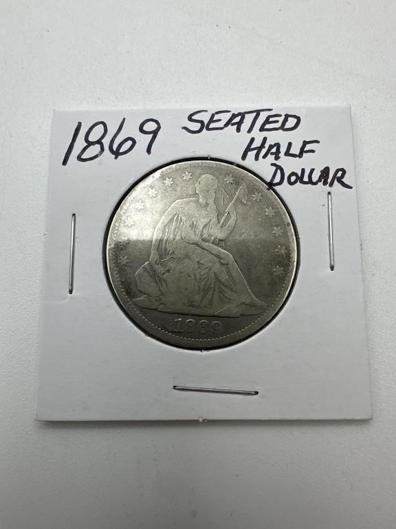 1869 Seated Half Dollar Coin