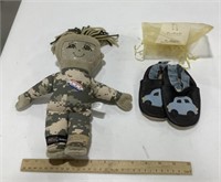 Military doll w/ baby shoes