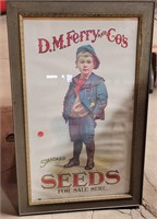 D.M. FERRY & CO'S SEEDS WOOD FRAMED ADVERT. PRINT