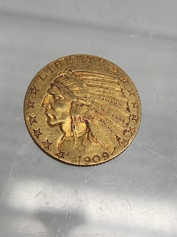 1909 $5 Indian Head Half Eagle U.S. Gold Coin