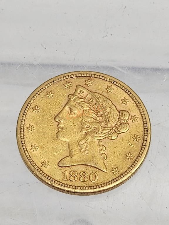 1880 Liberty Head Gold Eagle $5 Coin