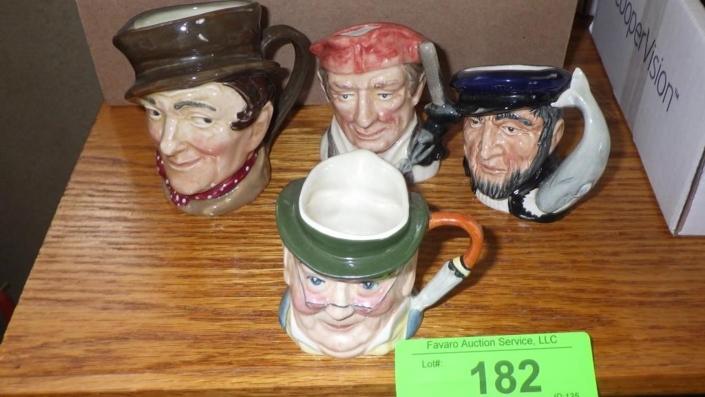 3 VINTAGE ROYAL DOULTONTOBY MUGS (1 CRACKED-SEE >>