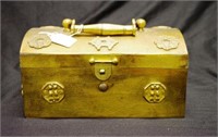 Chinese brass lidded jewellery casket