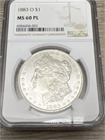 1883 O MS60 PL Morgan Silver Dollar